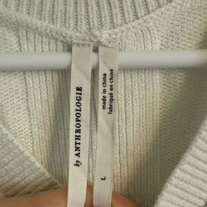 Anthropologie Cream Ribbed Crewneck Sweater